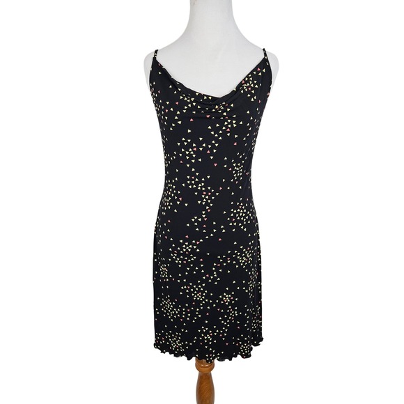 bebe Dresses & Skirts - Bebe vintage 90s‎ y2k printed patterned cowl neck dress curled hemline black, M